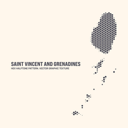 Saint Vincent and the Grenadines Map Vector Hexagonal Halftone Pattern Isolate On Light Background. Modern Technological Contour Map of Saint Vincent and the Grenadines for Design or Business Projectsのイラスト素材