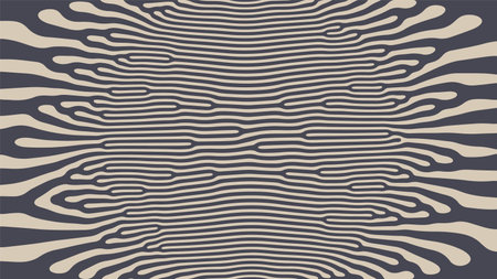 Mesmerizing Structure Psychedelic Art Vector Hypnotical Pattern Beige Black Colour Abstract Background. Acid Trip Weird Hallucination Effect Bizarre Abstraction. Optic Illusion Crazy Art Illustrationのイラスト素材
