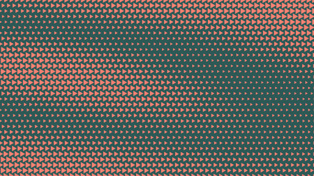Triangles Halftone Pattern Vector Orange Green Dynamic Flow Abstract Background. Ultra Modern Minimalistic Art Half Tone Graphic Eye Catching Wallpaper. Retro Futuristic Technology Art Illustrationのイラスト素材
