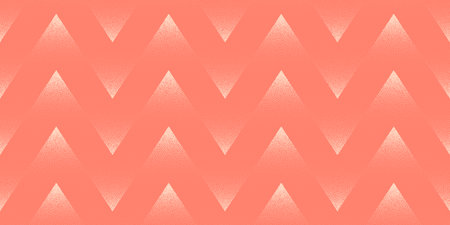 Zigzag Geometric Pattern Dot Work Textured Vector Coral Shade Wide Simple Abstract Background. Visually Appealing Aesthetic Elegant Design Orange Colored Abstraction. Modern Halftone Art Illustrationのイラスト素材