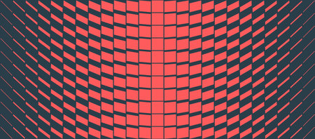 Warped Symmetry Geometric Pattern Vector Digital Art Red Black Abstract Background. Dynamic Rhythm Geometry Conceptual Graphical Transition Effect for Digital Design, Sci-Fi Themes, Creative projectsのイラスト素材