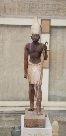 Wooden statuette of Sesostris I wearing the white crown. Height: 57 cm. Twelfth Dynasty, Ñ.1950...