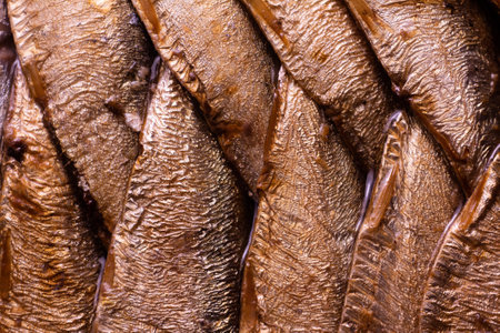the photography close-up - of canned sprats in oil