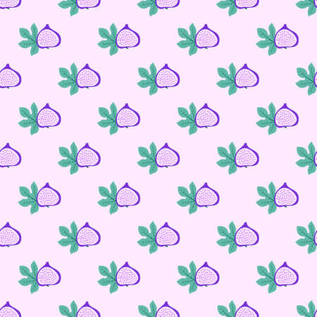 Abstract fruit pattern with figs and leaves. Tropical seamless pattern with fig and leaves background.のイラスト素材
