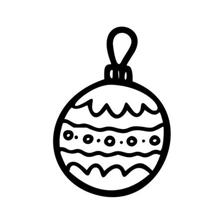 Christmas toy outline hand-drawn element. Xmas doodle icon element. Christmas toys hand drawn icon. Modern simple style.のイラスト素材
