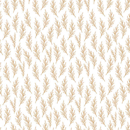 Eucalyptus pattern in line style. Floral olive seamless hand drawn ornament. Modern doodle repeat...