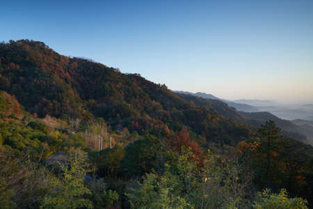 Autumn scenery of Xuedou Mountainの写真素材