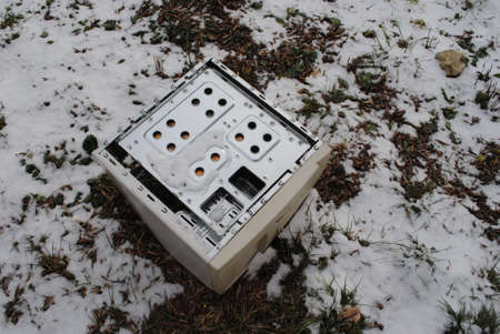 system unit thrown into the snowの写真素材
