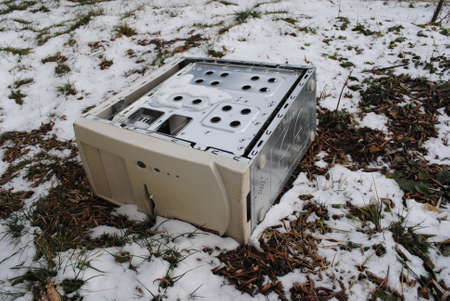 system unit thrown into the snowの写真素材