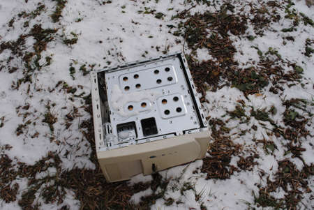 system unit thrown into the snowの写真素材