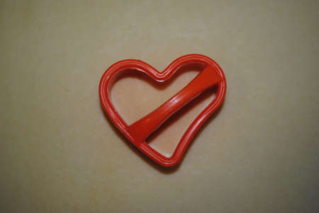 heart cut in dough, blank for cookiesの写真素材