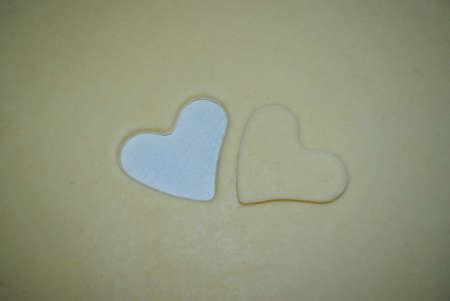 heart cut in dough, blank for cookiesの写真素材