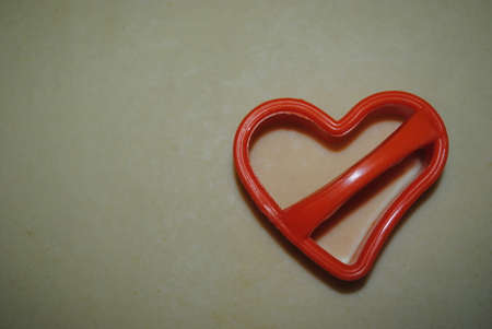 heart cut in dough, blank for cookiesの写真素材