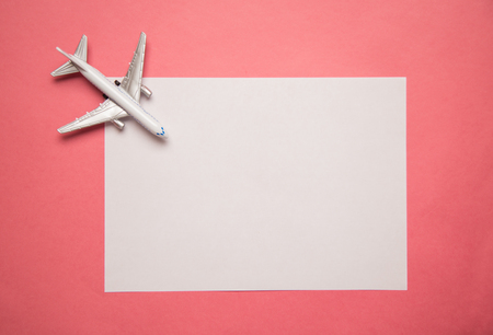 Airplane on pink background sheet, great design for any purposesの写真素材