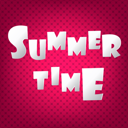 Summer Time card. Red background with paper white letters. Vector illustrationのイラスト素材