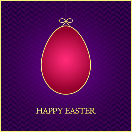 Gold Easter card with purple egg. Vector illustrationのイラスト素材