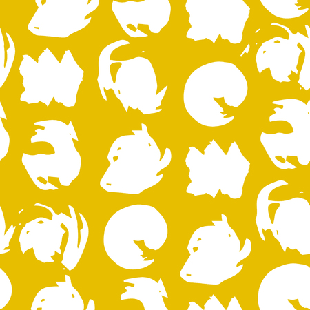 Seamless pattern with white spots on yellow background. Vectorのイラスト素材