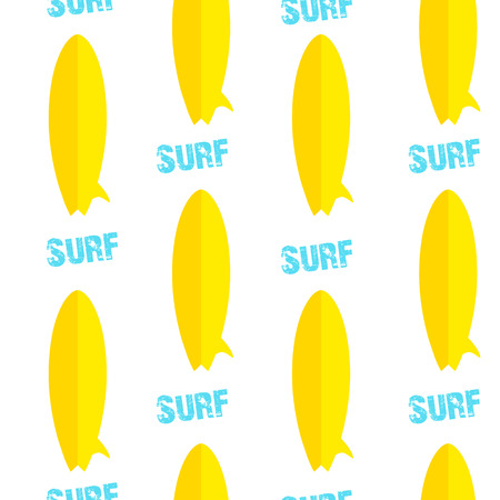 Seamless pattern with surfboards and text. Flat style. Vectorのイラスト素材
