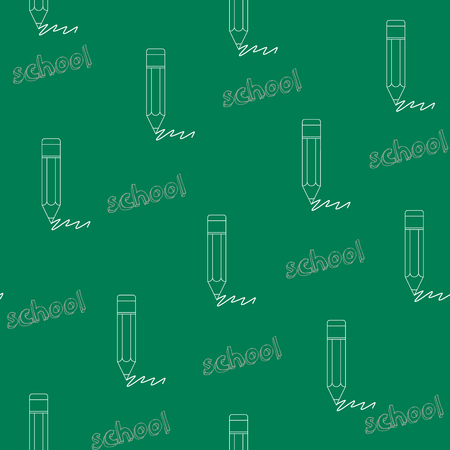 Seamless pattern with pencils, strokes and letters. Vector school background.のイラスト素材