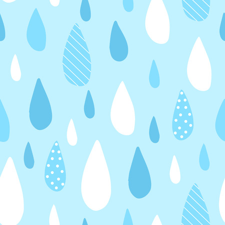 Seamless pattern with blue raindrops. Vector rainy background.のイラスト素材