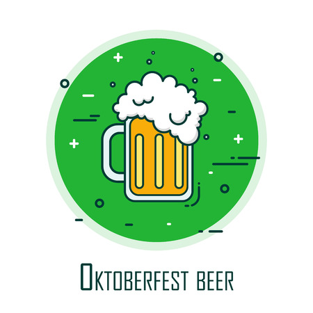 Stylized logo for Oktoberfest with beer mug. Thin line flat design. Vector card.のイラスト素材