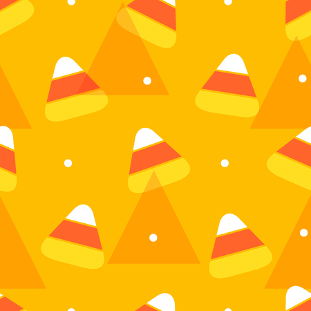 Halloween pattern in polka dot with candy corns and triangles.のイラスト素材