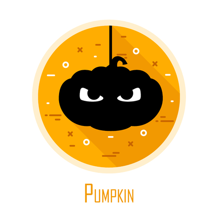 Pumpkin  icon in thin flat design on coloured circle.のイラスト素材