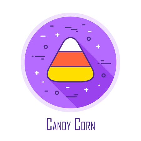 Candy corn  icon in thin flat design on coloured circle.のイラスト素材