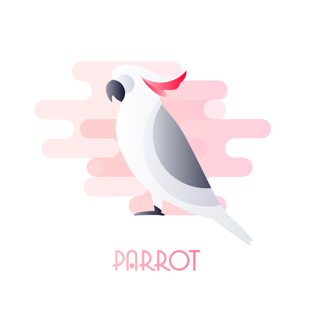 Icon with parrot in flat design on white background. Vector.のイラスト素材