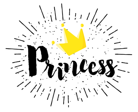 Lettering Princess and crown on white background. Vector banner.のイラスト素材