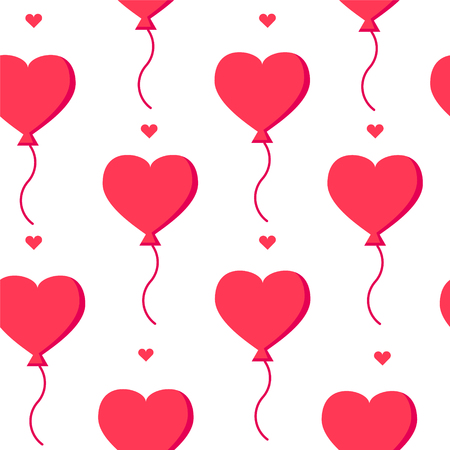 Love pattern with 
balloons and hearts on white background. Flat design.のイラスト素材