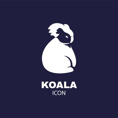 White silhouette of koala on dark background.のイラスト素材