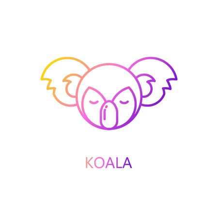 Silhouette of koala in color line style.のイラスト素材
