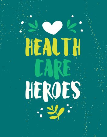 Thank you poster for doctors with heart and plants on green background. Vector card.のイラスト素材