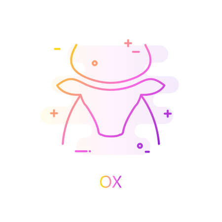 Silhouette of ox in color line style. Vector gradient icon.のイラスト素材