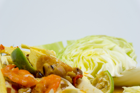 thailand spicy coconut salad with salted eggsの写真素材