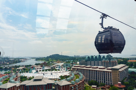 singapore cable car, modern transportation on the sentosa island to travel and sightseeing with aerial view 360 degree. singapore travel and cityscape.の写真素材