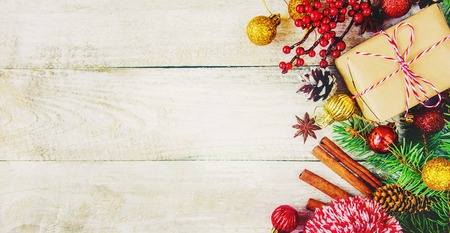 Christmas background. happy New Year. Selective focus Holiday