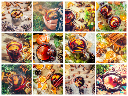 collage of Christmas pictures. Seasons. Selective focus Holidaysの写真素材