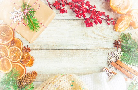 Christmas background. happy New Year. Selective focus Holidayの写真素材