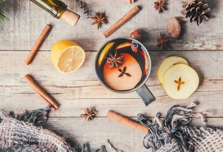 Mulled wine. With spices. Selective focus. Food and drinkの写真素材