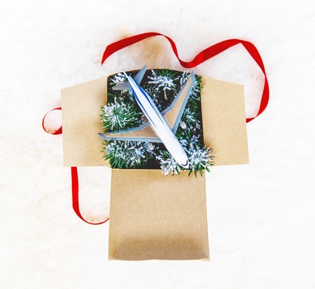 Christmas background on the theme of travel. Selective focus. Holidayの写真素材