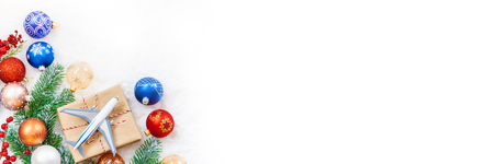 Christmas background on the theme of travel. Selective focus. Holidayの写真素材