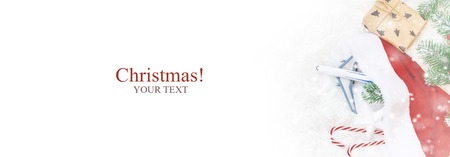 Christmas background on the theme of travel. Selective focus. Holidayの写真素材