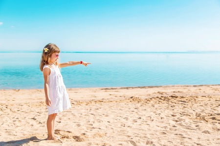 Child on the beach. Sea shore. Selective focus. natureの写真素材