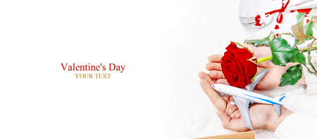 Valentine's Day. A beautiful gift trip. Selective focus. Holidayの写真素材