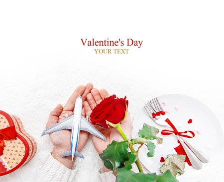 Valentine's Day. A beautiful gift trip. Selective focus. Holidayの写真素材