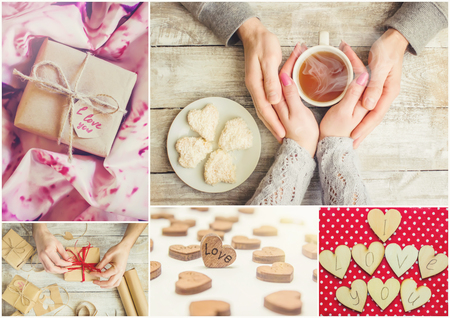 Collage of love and romance. Selective focus.の写真素材