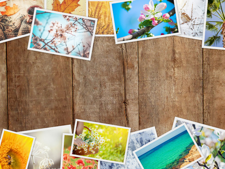 A collage of photographs is the seasons. Selective focus.の写真素材