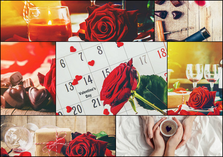 Collage of love and romance. Selective focus.の写真素材
